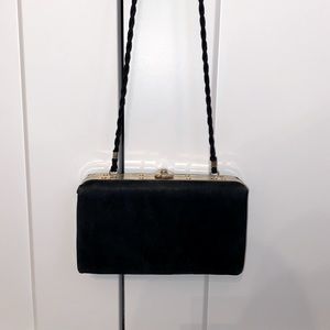 Vintage Italian black suede cross body bag